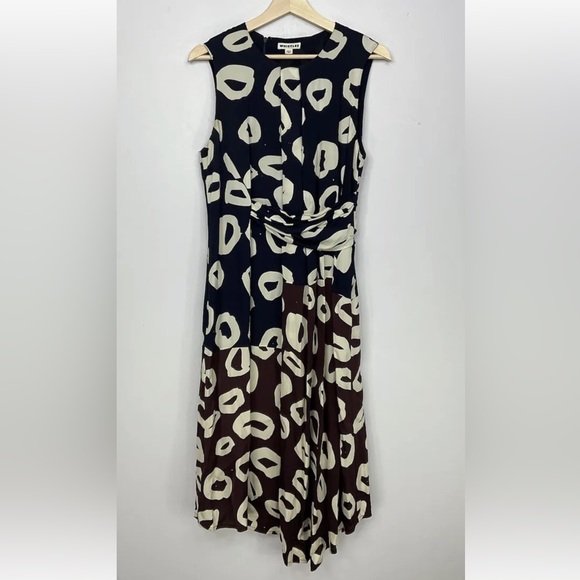 Whistles Dresses & Skirts - Whistles Marisa Loop Print Draped Dress Size 12 Blue Midi